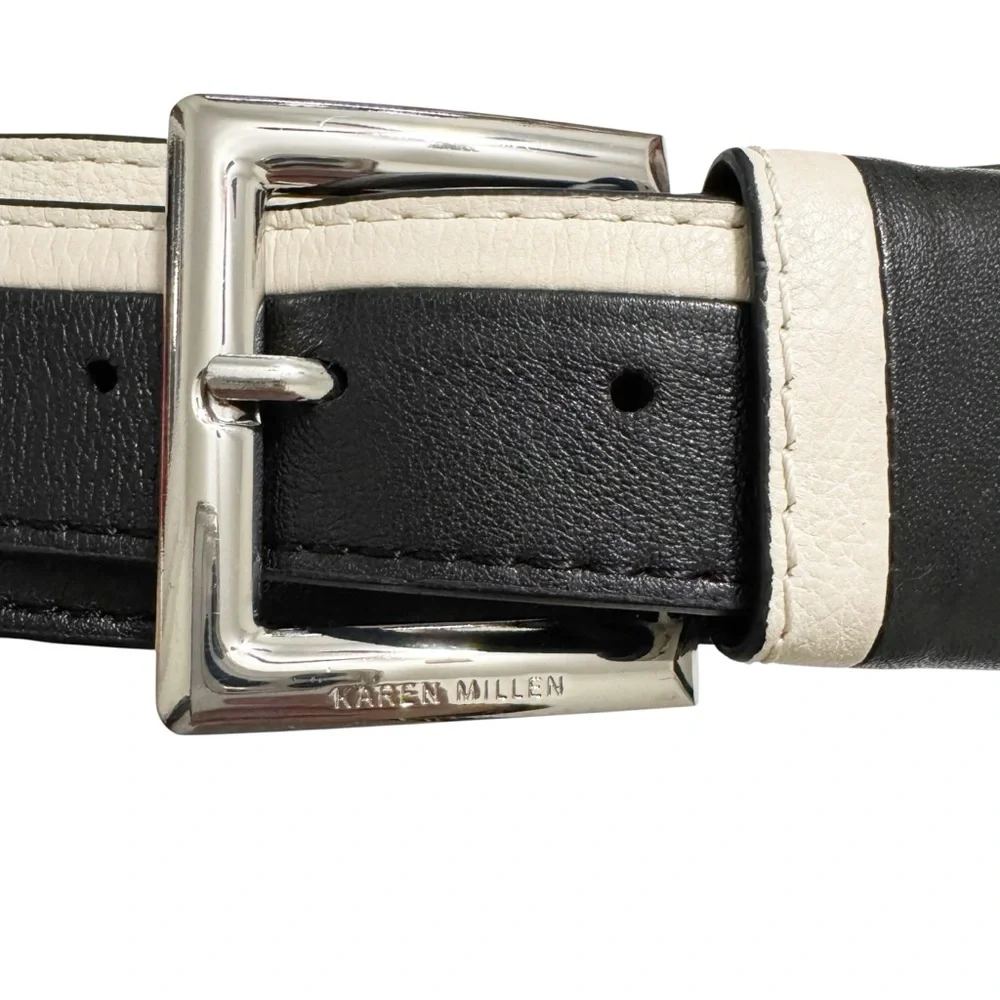 Karen Millen Wide Leather Black & White Belt Medium